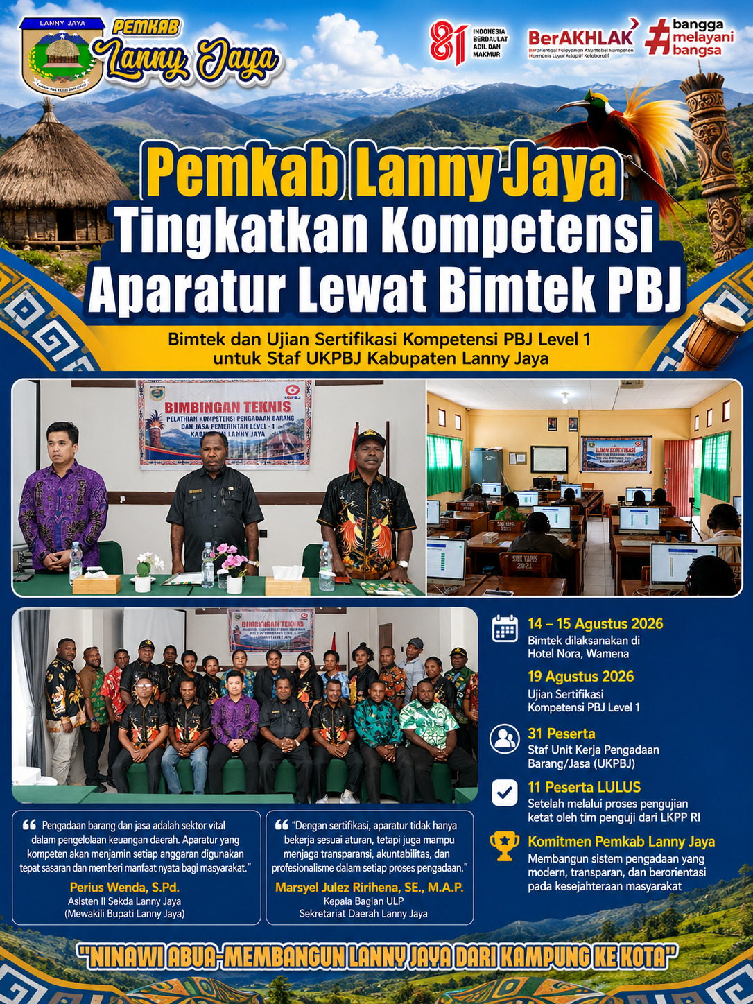Pemkab Lanny Jaya Tingkatkan Kompetensi Aparatur Lewat Bimtek PBJ